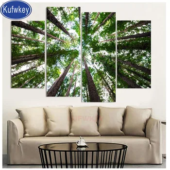 

New 2020 Green Forest Diamond painting 4pcs cross-stitch Full square diamond embroidery sale DIY diamond mosaic round Leaves