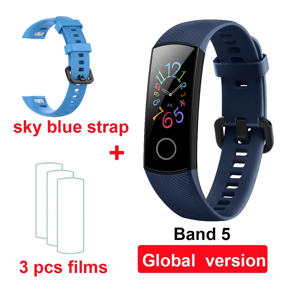 huawei Honor Band 5 глобальная Версия смарт-браслет с кислородом крови монитор сердечного ритма водонепроницаемые Смарт-часы фитнес-браслет - Цвет: blue GL sky blue