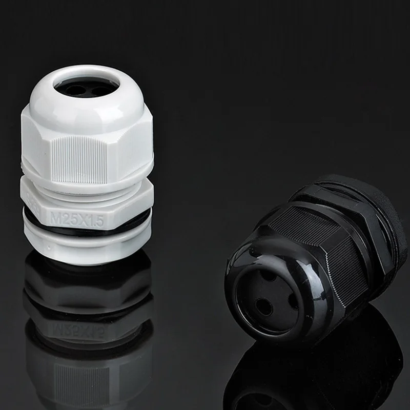 MG Waterproof Cable Glands IP68 Metric White Black 2-Holes Wire Fixing Joint 10PCS Multihole Plastic Seal Locking Connector