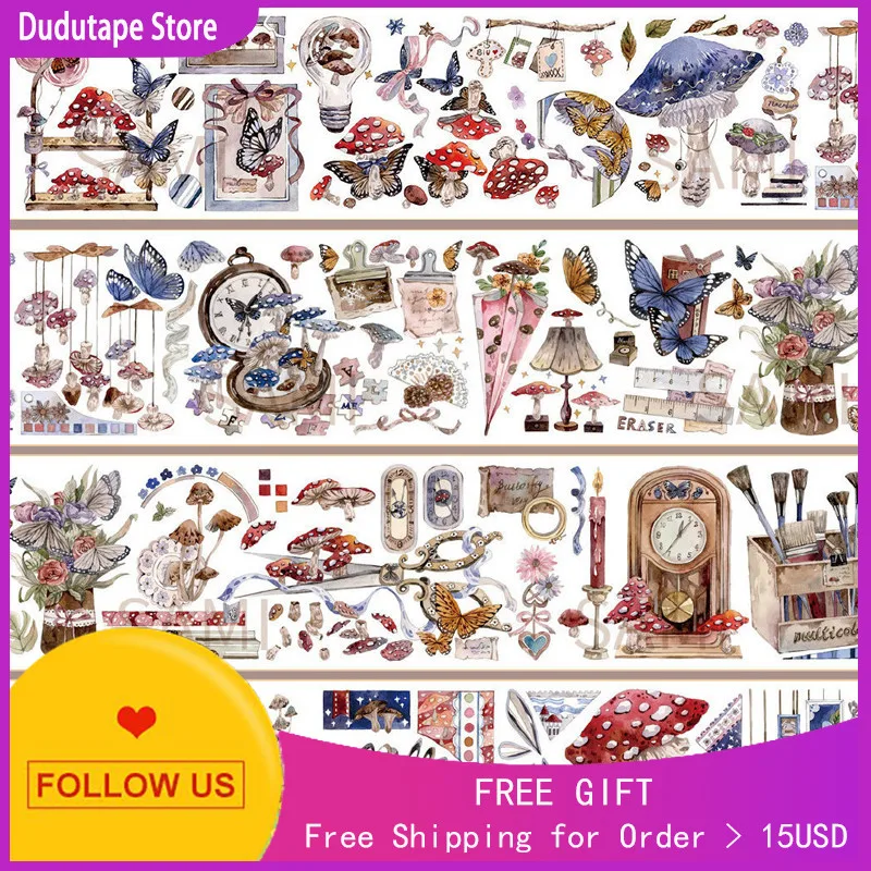 1 Loop Washi PET Tape Stationery Rattan Mushroom Memoir Lovely Journal Decoration | Канцтовары для офиса и дома