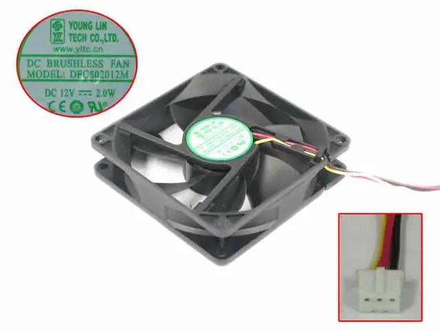 3 проводной Вентилятор охлаждения сервера Young Lin DFC802012M DC 12 В 2 Вт