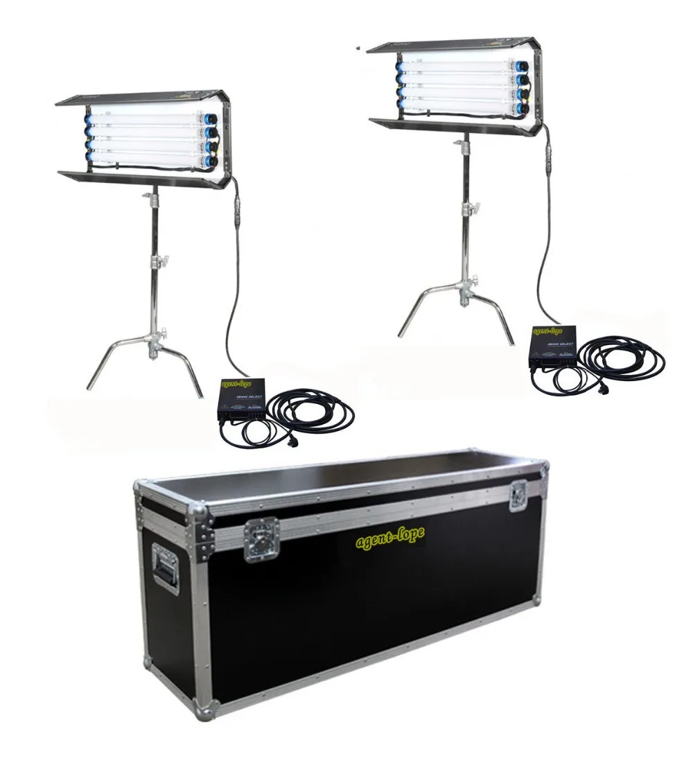 2Kitsx 2ft 4 банка флуоресцентный свет и балласт как Kinoflo+ трубки+ Flycase+ C-stand для студийной съемки пленки