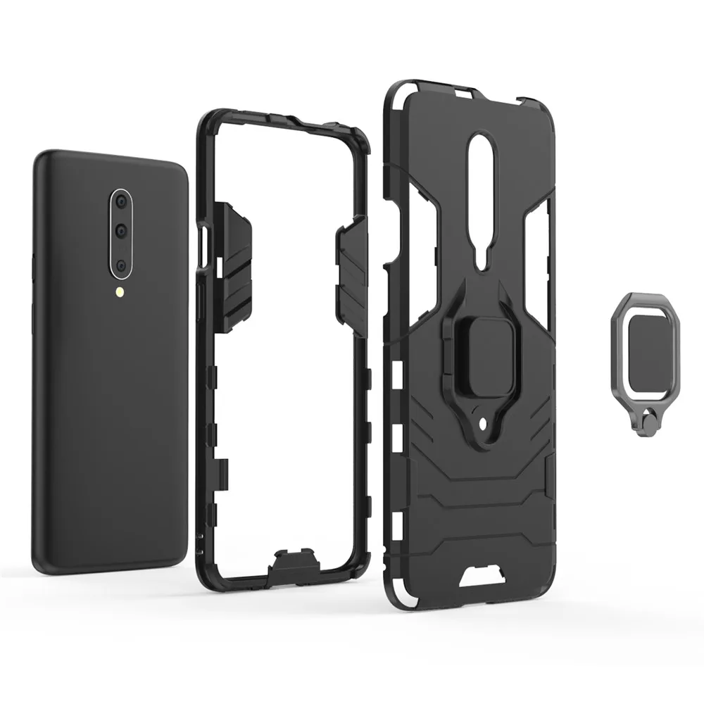 Voor oneplus 7 Pro Чехол Силиконовый ТПУ en Жесткий ПК ультра люкс Броня ударопрочный металлический корпус с кольцом для дома voor oneplus 7 Pro