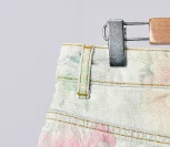  2020 Spring and Summer New High-waist Printed Straight Single-breasted Denim Shorts 