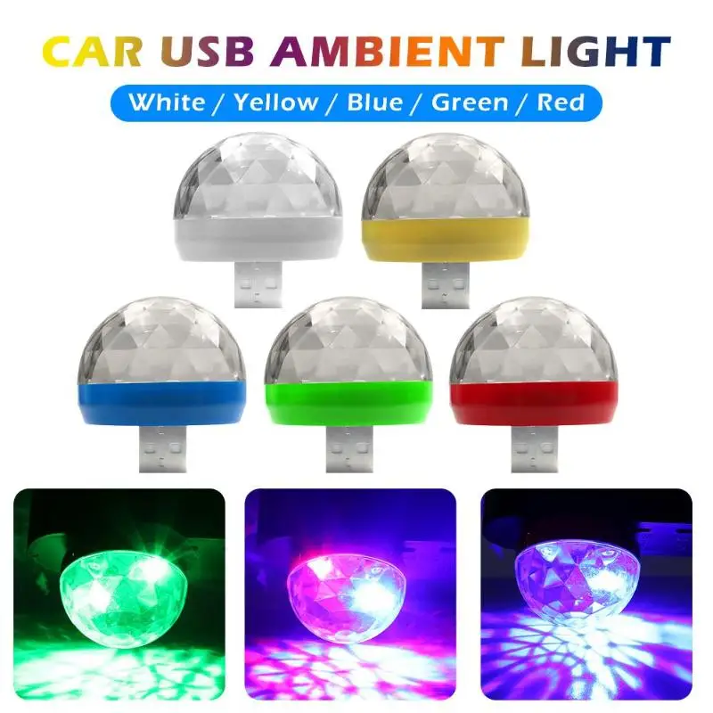 Светодиодный светильник для автомобиля, атмосферная лампа, DJ музыка, RGB КТВ, декоративный светильник, мини-атмосферный светильник, автомобильный стиль, диско-штекер с usb-адаптером