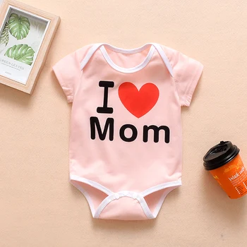

PatPat 2020 New Infant Baby Summer Models I love Mom/Dad letters love printed short sleeve triangle halter One Pieces Jumpsuits