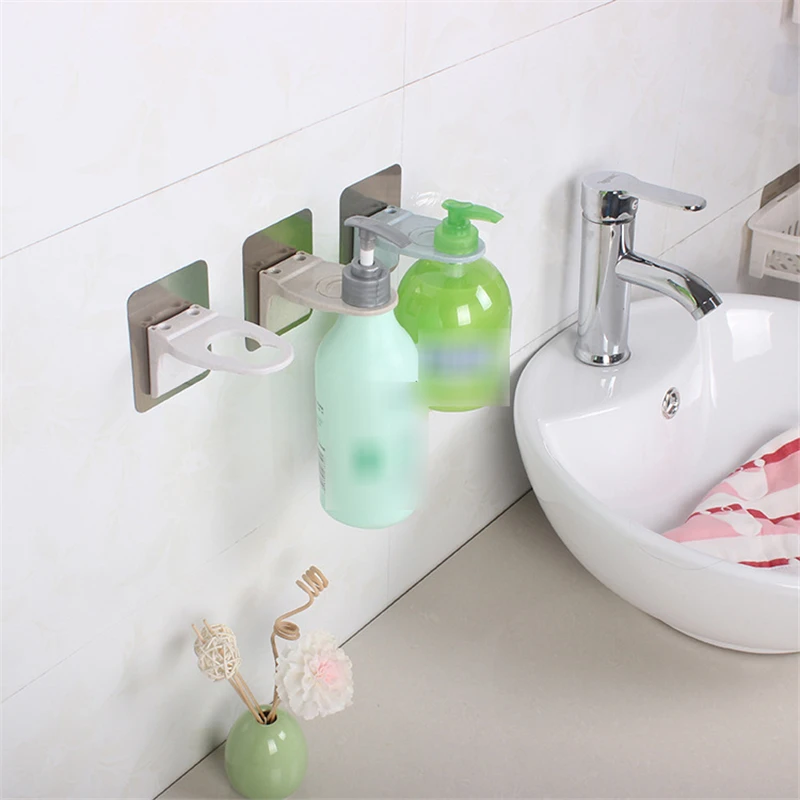 Wall Mounted Strong Sticky Shampoo Hook Shower Hand Soap Bottle Hanging Holder Bathroom Accessories Bath Hooks Hanger Rack