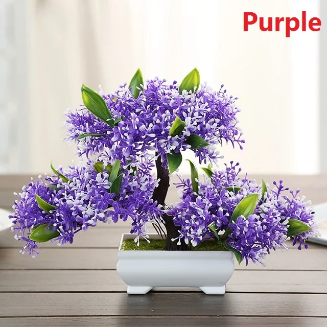 Purple Пластиковые искусственные растения для дома аксессуары декоративные растения деревья цветочные горшки поддельные книжные футляры украшения 2019NEW креативные милые - Цвет: Purple