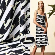 114 см олень цветок шелковая ткань с принтом 12 мм Креп Де Шин шелковая ткань летняя рубашка платье креп ткань шелковая ткань