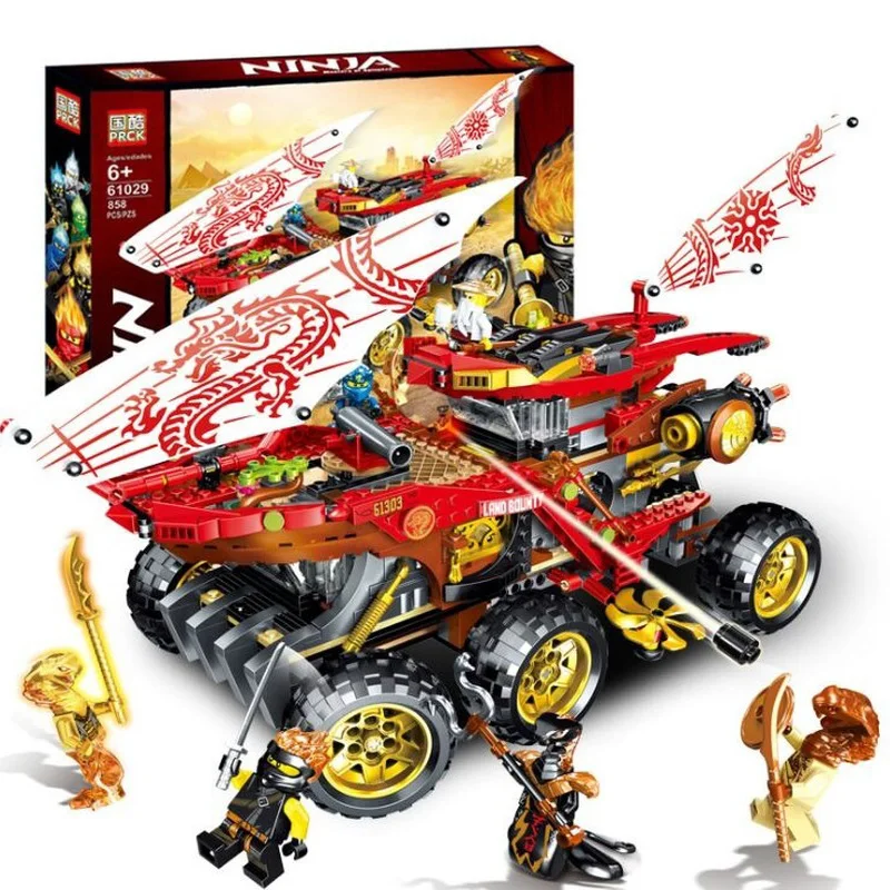 

New 858pcs Ninjagoes Land Bounty Truck Model Building Blocks Compatible Lepining 70677 Kids Toy Bricks Gifts