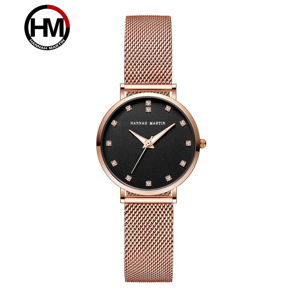 

Womens Watch Hannah Martin Rose Gold Watches For Women Quartz Wristwatches Fashion Ladies Bracelet Clock Watch Relogio Feminino