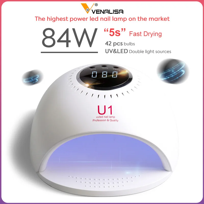  84W Nail Lamp Fast Dry Venalisa LED UV Lamp for Nail Polish Drying 30s/60s/120s Nail Lamp For Soak  - 4000202337192