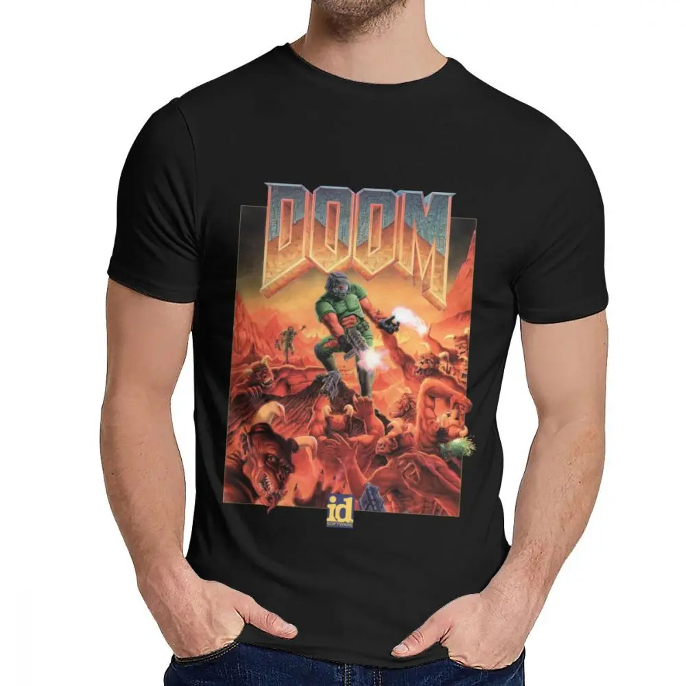 Picture Custom Doom II Hell On Earth 1994 T Shirt For Male Summer Cool Man Cotton T Shirt S-6XL - Цвет: Черный