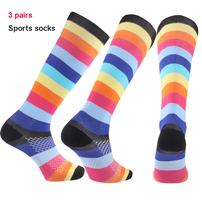 3 pairs B Высокое качество, профессиональные Компрессионные носки, полотенце, для бега, велоспорта, для спорта на открытом воздухе, Sokken, стрейчевые, давление, гольфы - Цвет: 3 pairs B
