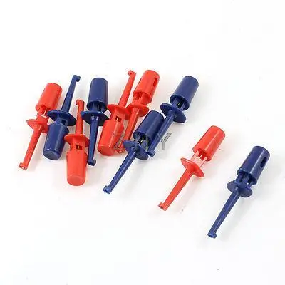 

Red Blue Plastic Electrical Testing Lead Wire Hook Clip Connector 5 Pairs