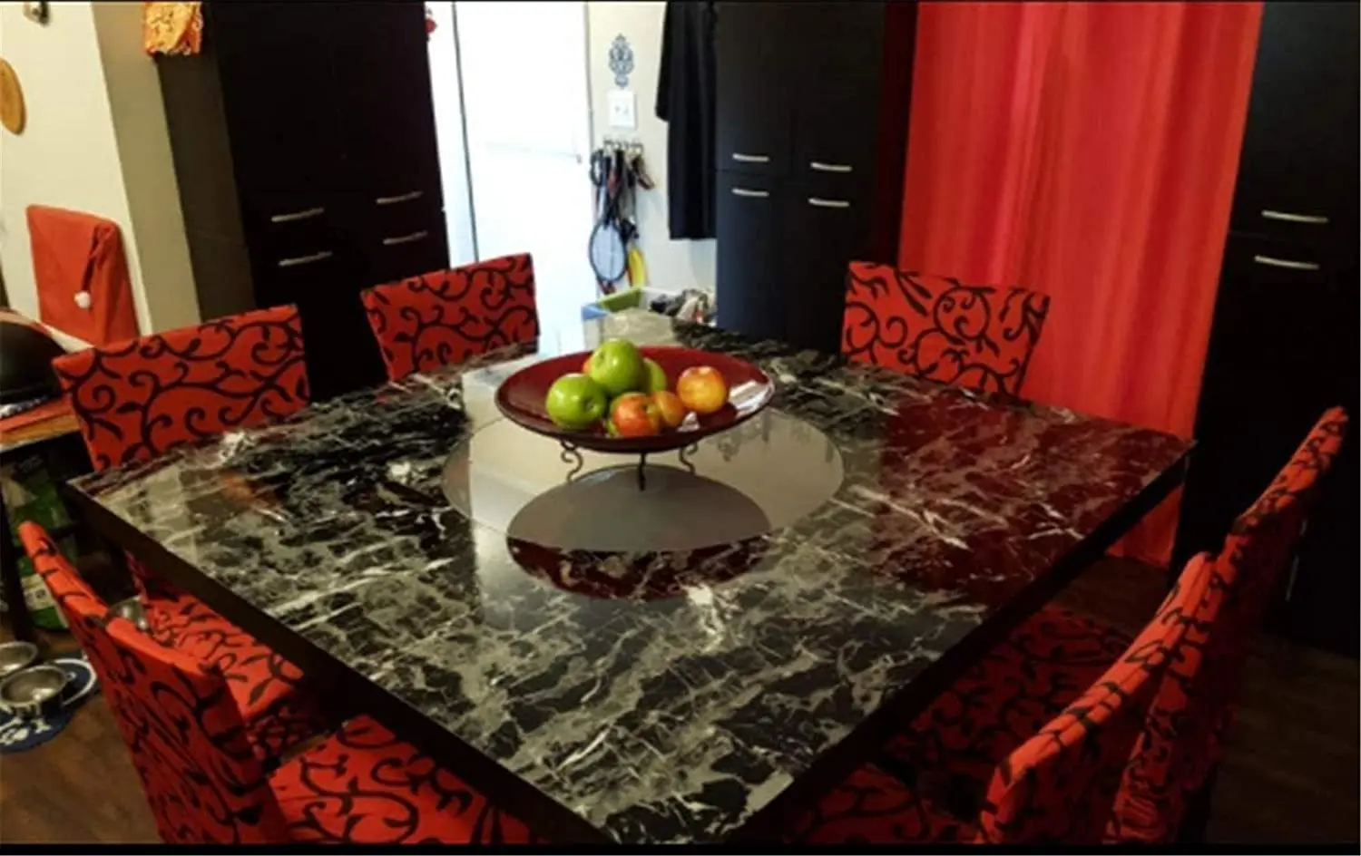 블랙 필 앤 스틱 벽지, 대리석 카운터 탑 스틱, 필름 백스플래시, 자체 접착 벽지, 방수