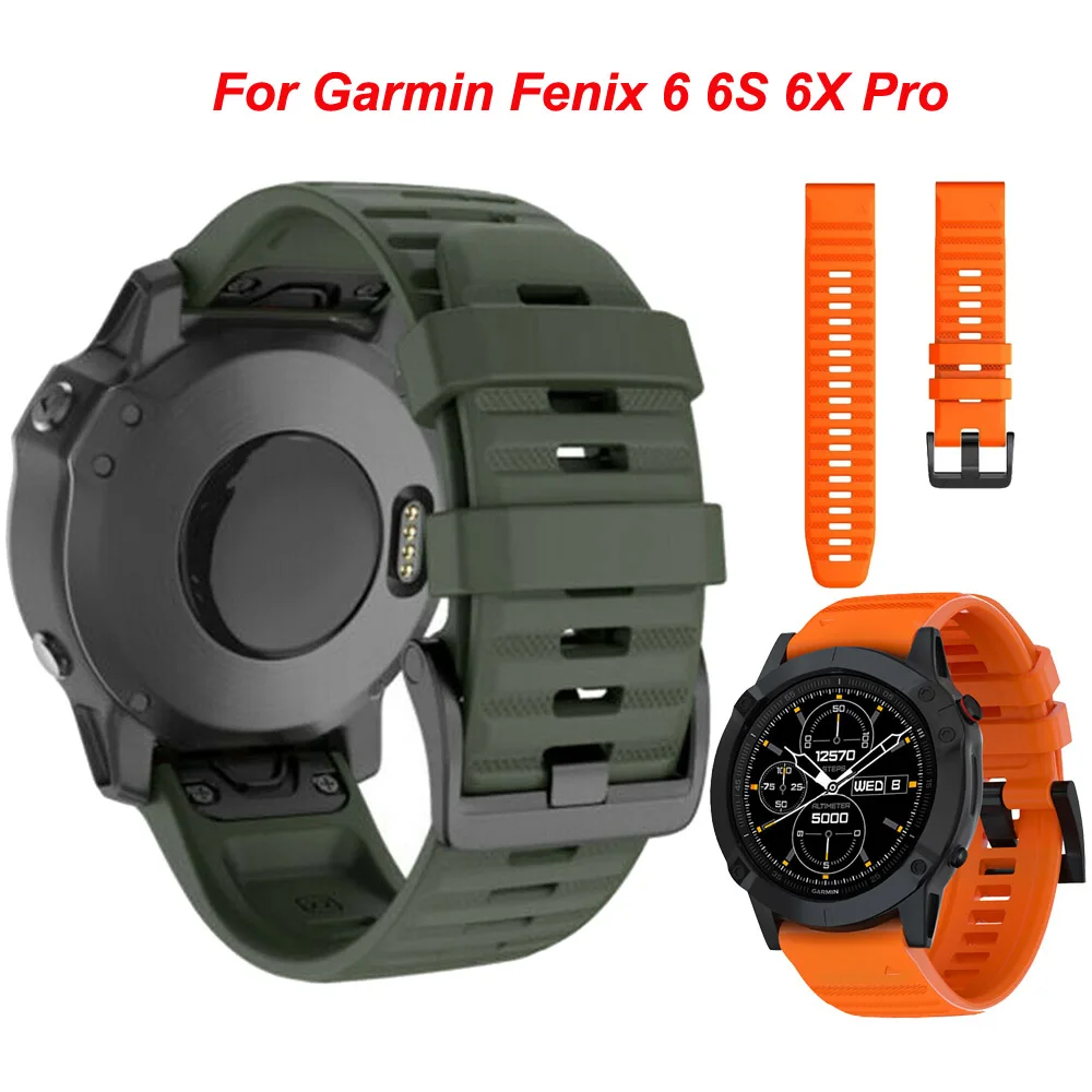 26 мм силиконовый ремешок для часов Ремешок для Garmin Fenix 6X6 6S Pro 5X5 5S Plus 3 3HR часы браслет легко подходят быстрый выпуск 20 22 мм