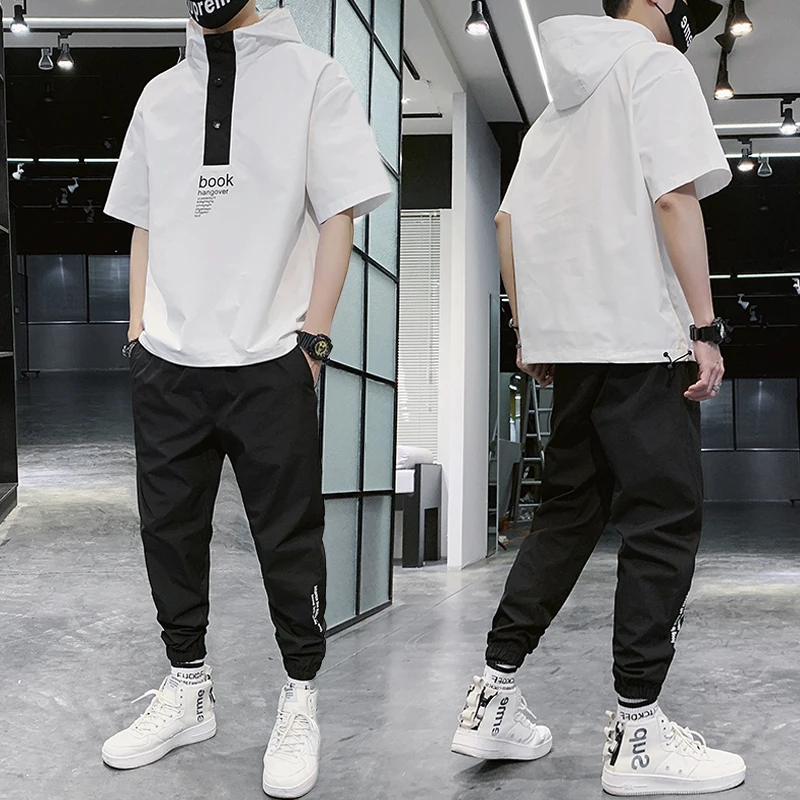 

Sportswear Man's Sets New Streetwear 2020 Tracksuit Men Hip Hop Suits Korean Male Spring Two-piece Sports Pants Casual Suit