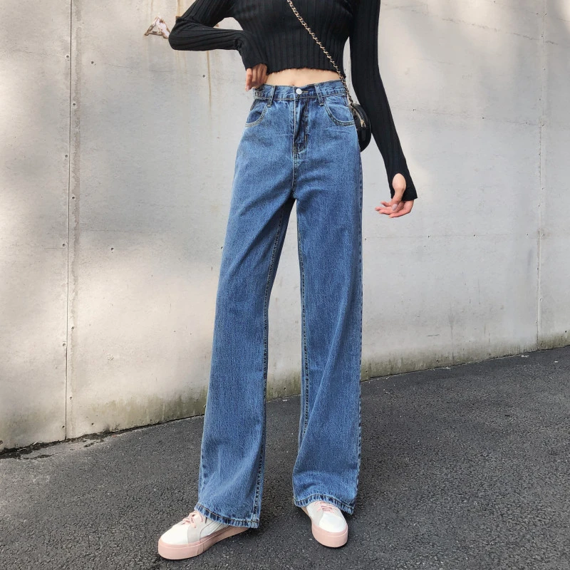 elasticated high waist jeans