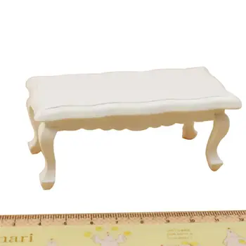 

Simulate Mini Wood White Tea Table Furniture Modeling for 1:12 Doll House
