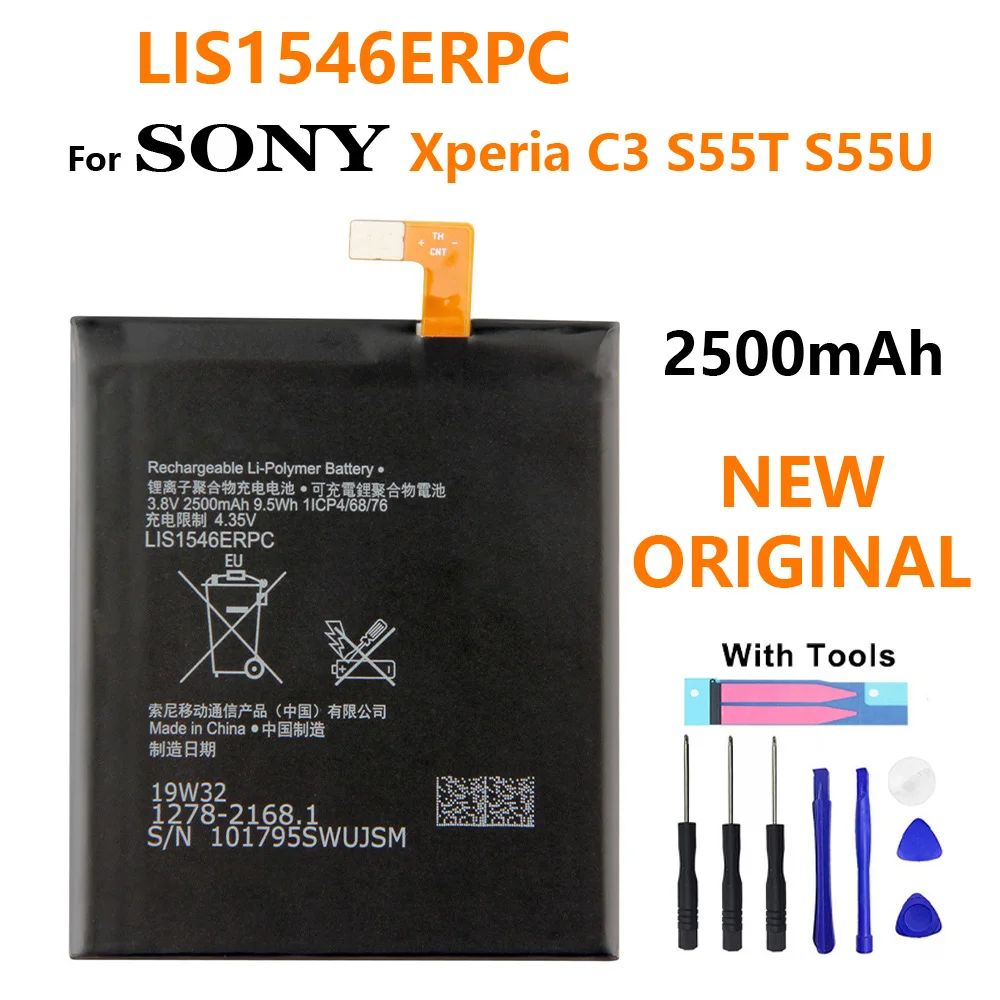 Для Sony Xperia C3 T3 D2533 M50W D5103 S55T S55U D2502 Phone 100% Original 2500mA batteria LIS1546ERPC батарея + номер