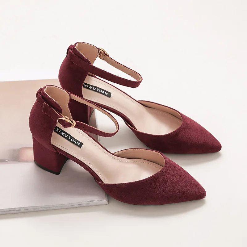 

Spring New Style Closed-toe Heel Shoes Women's Chunky-Heel A- line with Pointed Shallow Mouth Shoes Commuting Business Mary Jane