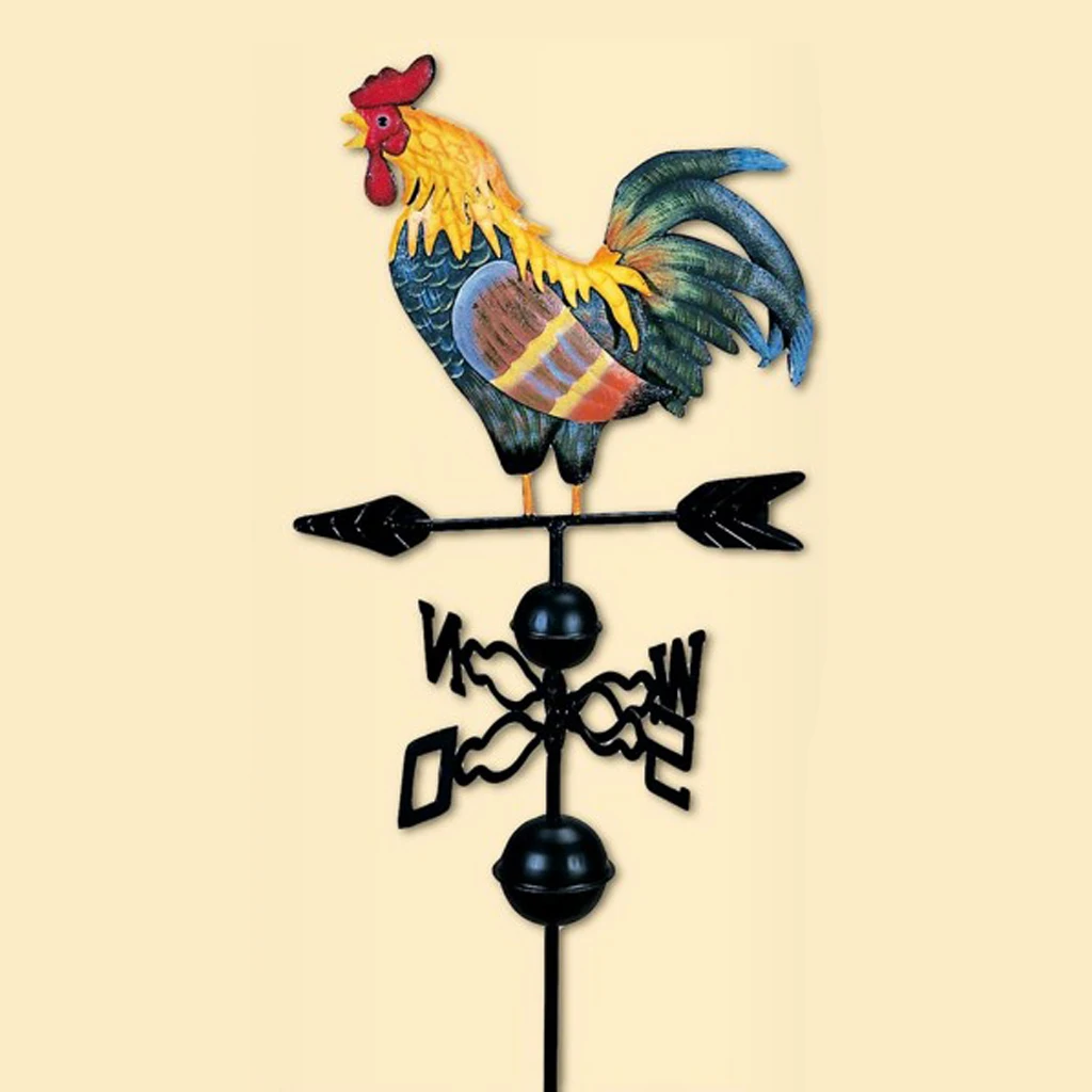 CYYTLFSD Rooster Weather Vane， Farmhouse Roof Iron Rooster Wind Direction Indicator Outdoor Garden Lawn Decor Vane 