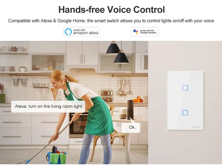 SONOFF T2 серия US TX Smart Wifi сенсорный настенный выключатель света с рамкой 433 RF/Voice/APP Управление работает с Alexa умный дом
