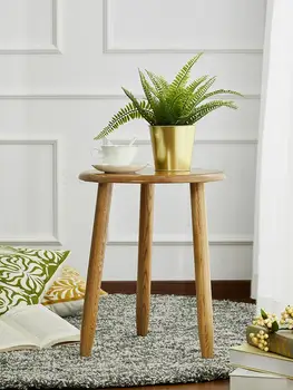 

Solid Wood Small Round Table Simple Net Red Modern Sofa Side Nordic Small Coffee Table Leisure Home Sitting Corner