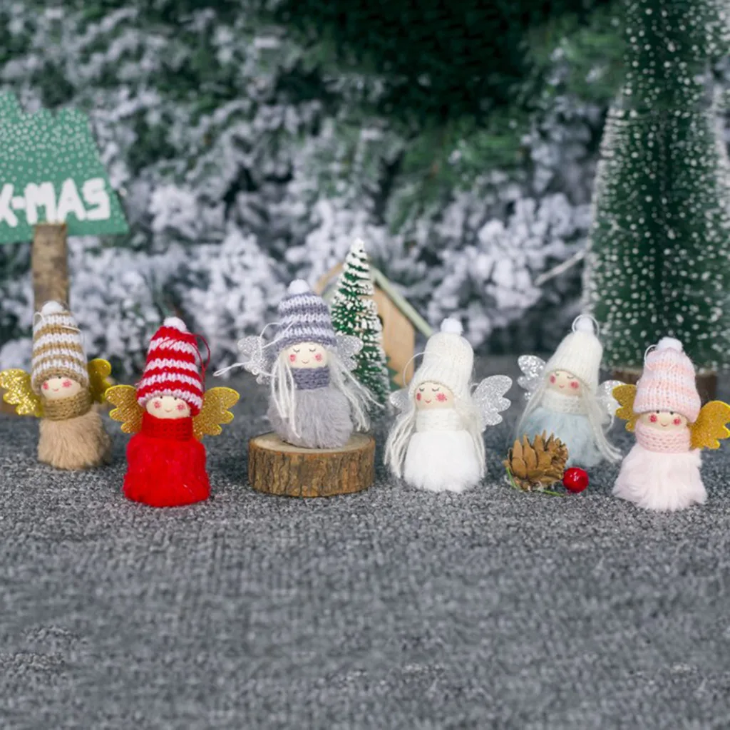 Рождественская плюшевая кукла, Рождественское украшение для дома, милый Миниатюрный Плюшевый ангел, девочка, Рождественская елка, подвески, украшение для дома