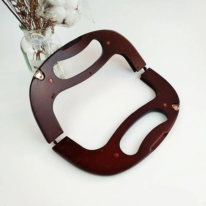 25cm High Quality Hand Solid Wood Golden Bag Parts Clutch Frame Arc Diy Vintage Bag Parts & Accessories