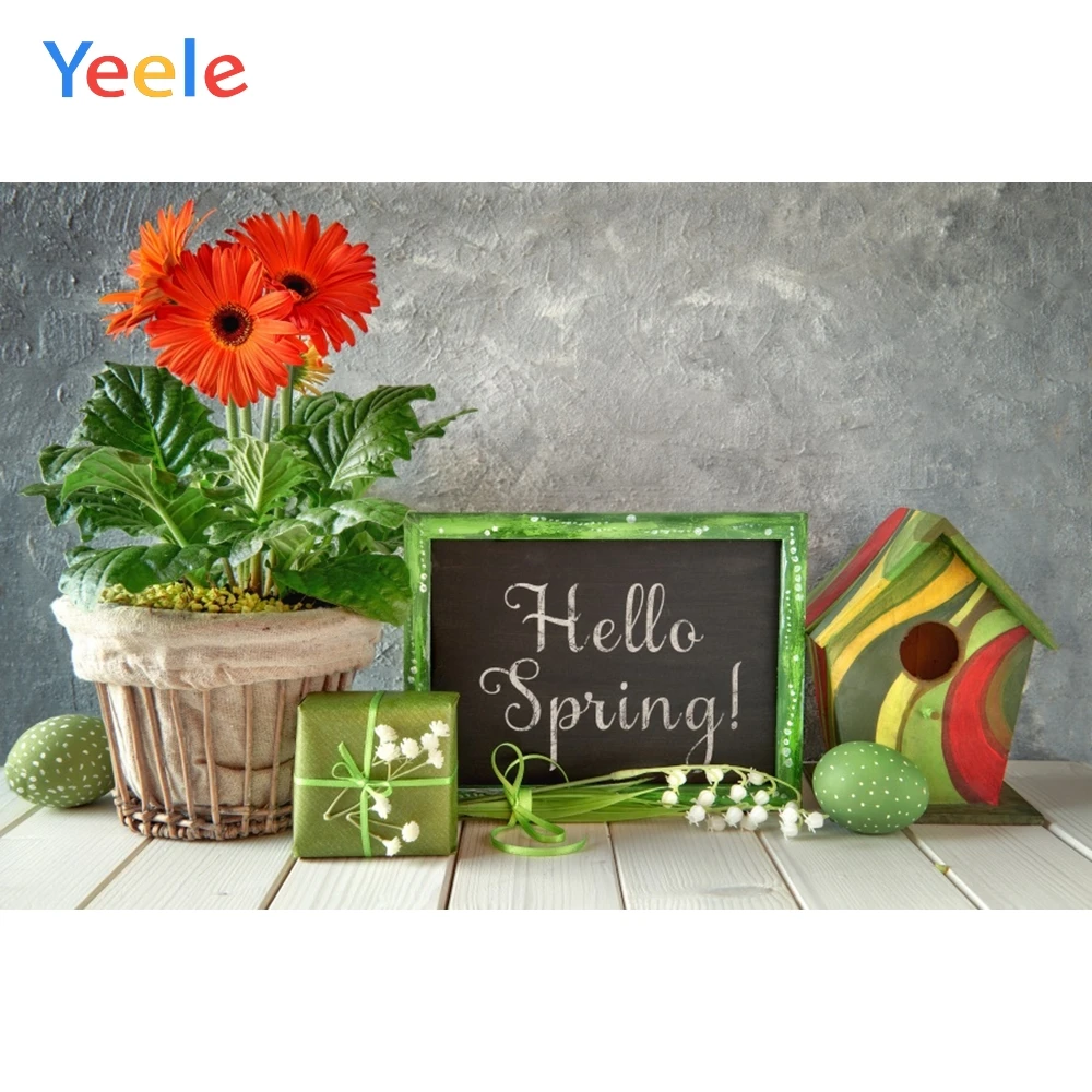 

Spring Party Flowers Easter Eggs Gift Wooden Planks Baby Photography Backdrops Custom Photographic Backgrounds For Photo Studio