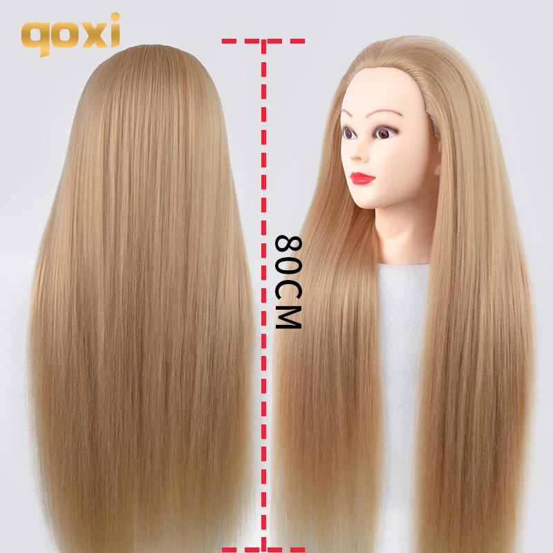 Qoxi Mannequin Heads With 80cm Hair For Braiding Tete De Cabeza