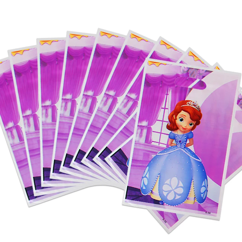50pcs/lot Kid favor Birthday Party Decoration Handle Candy Plastic Loot Bags Kids Favors Minnie Gift Bag Baby Shower Supplies