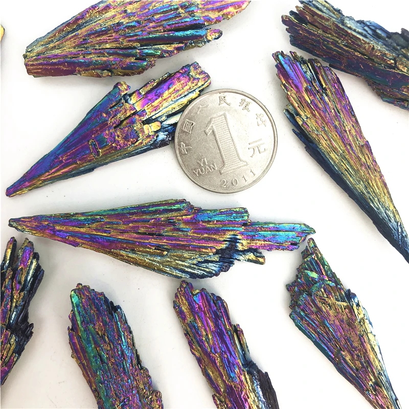 1 шт 5-20 г синий титан черный турмалин аура кварц кристалл павлин хвост украшения ремесла натуральные кварцевые кристаллы