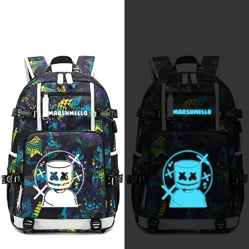 Keep it Marshmello DJ Smile рюкзак USB порт рюкзак сумка Змеиный узор Подростковая Студенческая школьная сумка дорожная сумка для ноутбука