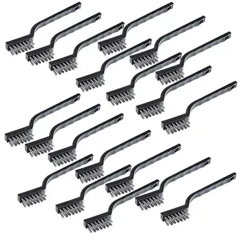 

20 Pieces Mini Handle Stainless Steel Wire Bristles Brush Set for Cleaning Welding Slag, Stain and Rust (Silvery)