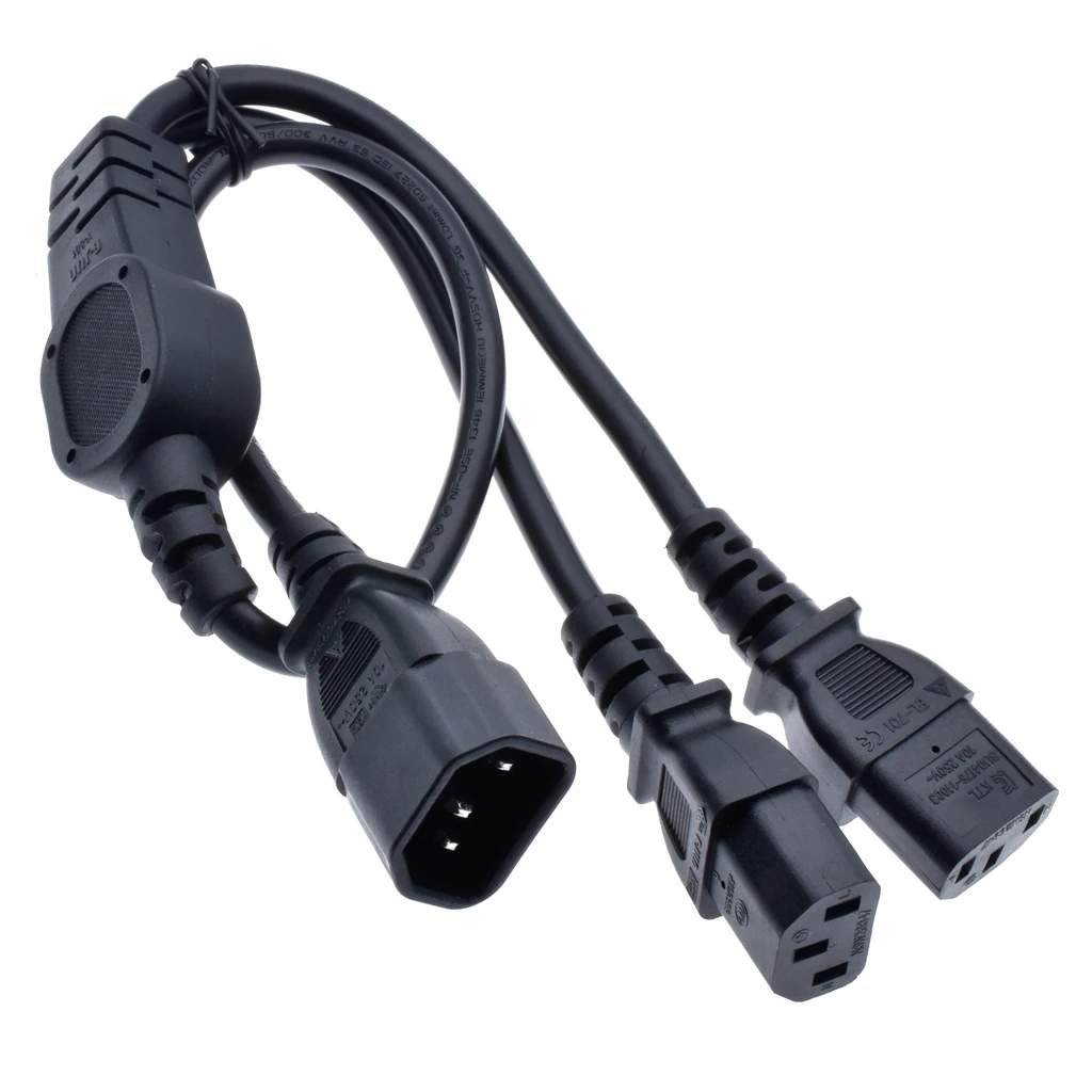 IEC320 C14 macho a 2x C13 hembra Splitter Plug Adaptador de corriente IEC320 C14 macho a 2x C13 hembra Splitter Plug Adaptador de corriente