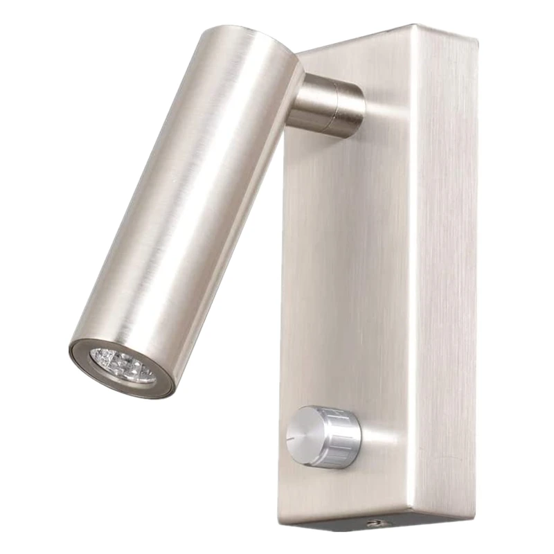 

Topoch Surface/Recessed Dimmable Reading Light Bed Lamp w Knob Switch Dimming Adjustable Spotlight Brushed Nickel Osram LED 4.5W