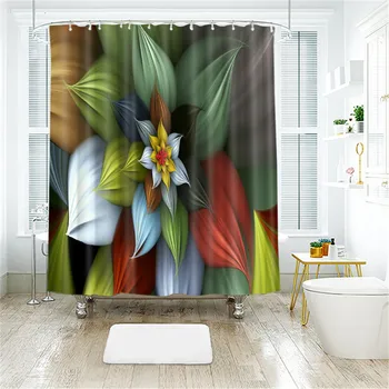

Flower Tree Polyester Red Peony Shower Curtain Thicken Fabric Bathroom Curtain Flower Waterproof Bath Curtain Four Sizes
