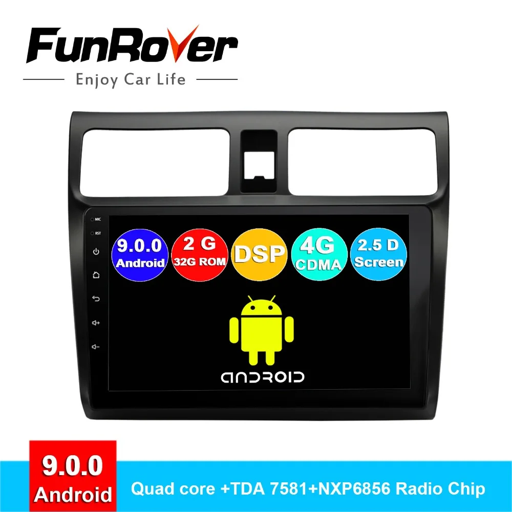 Автомобильный мультимедийный плеер FUNROVER android 9 0 2.5D + IPS dvd gps для Suzuki Swift 2005 2018 радио