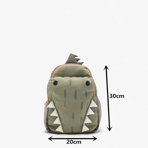 남녀공용 귀여운 학교 가방, 3 차원 녹색 작은 악어 백팩, 개성 있는 학생 가방, 배낭 지갑, 신상 4
