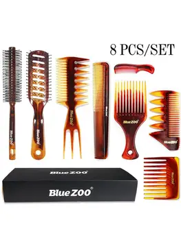 

8PCS/Set Professional Style Comb Heat-resistant Anti-static Men's Oil Hair Pompadour Styling Comb Set