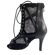 Newest 2021 Summer Style Salsa Bachata Dance Shoes Black Leather and Mesh Soft High Quality Padding Insole Latin Dance Shoes