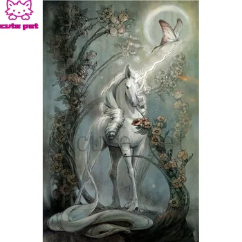 

Diamond Embroidery Abstract art, white horse 5D DIY Diamond Painting Diamond Mosaic needlework living room decor