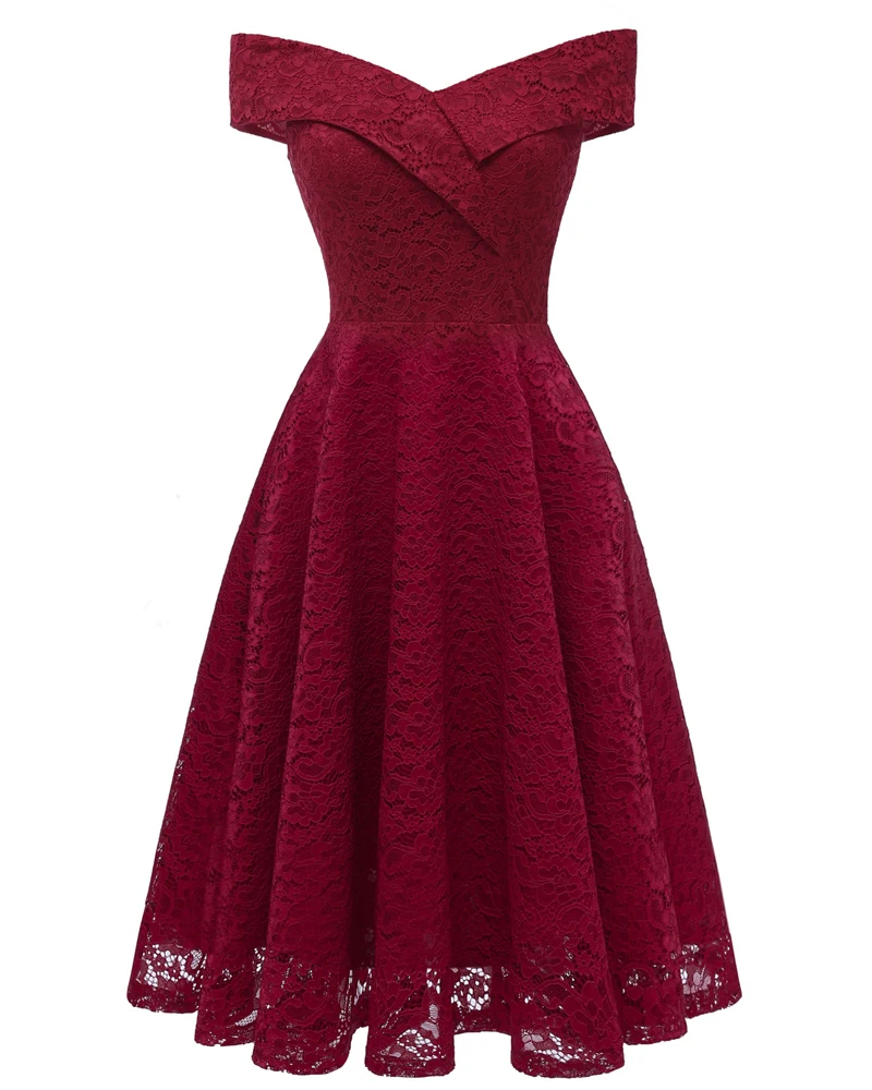 Women Elegant Black Lace Dress Sexy Off Shoulder Party Dresses Pretty Homecoming Prom Party Evening Wear Vintage Juniors Dress