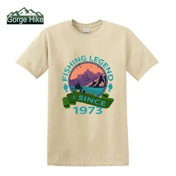 

Mens Fishing Legend since 1973 Vintage birthday Gift T shirt Funny Fathers Day Fishing Tee for Guys Fashion T-Shirt Men Clothing
