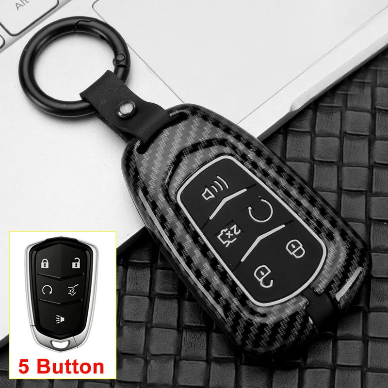 5Button Carbon Black Цинковый сплав+ силиконовый автомобиль смарт-ключ крышка чехол для Cadillac ESV Cadillac Escalade CTS XTS SRX от АТС CT5 XT5 XT6 4/5 кнопка - Название цвета: 5Button Carbon Black