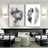 Scandinavian Posters Nordic Poster Black and White Pictures Feather Wall Painting Abstract Art Prints Living Room Wall Decor ► Photo 3/6