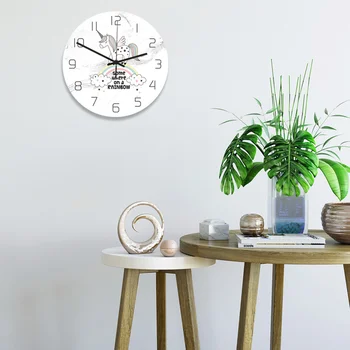 

1pc Marble Wall Clock Unicorn Clock Acrylic UV Printed Clock for Home Office Classroom Without Battery
